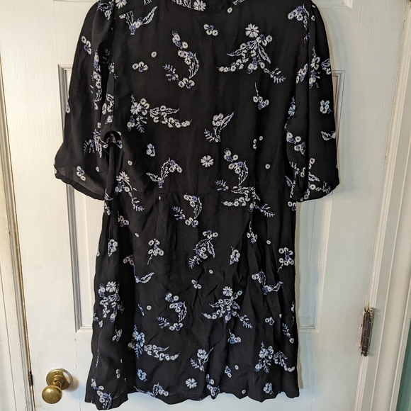 WHO WHAT WEAR Zipper Front Black Floral Print Dress XL - Picture 8 of 9